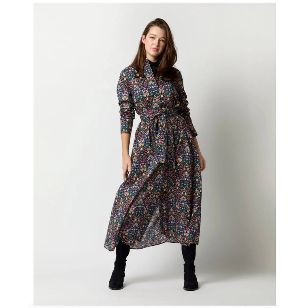 Ann Mashburn M Multi Mary Patricia Liberty Floral Gianna Maxi Shirt Dress NWT